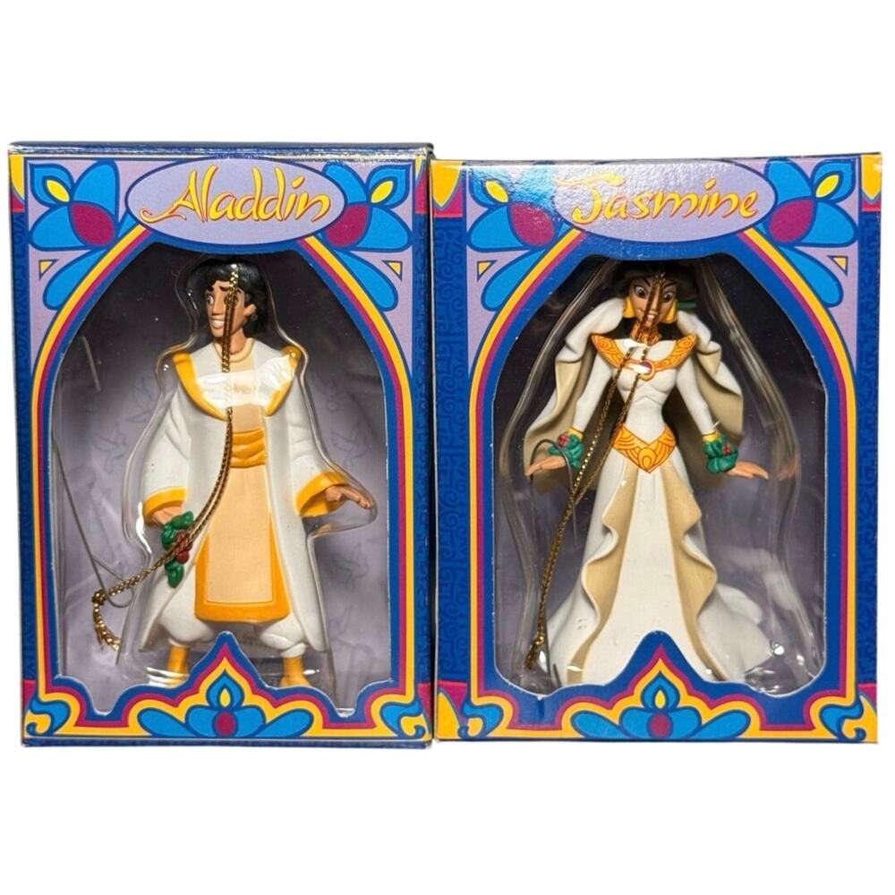 VTG 1997 Grolier Disney Aladdin King of Thieves Wedding Ornament Set Boxed